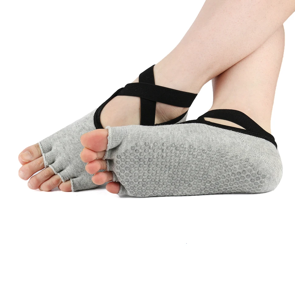 Yoga Socks Breathable Grip Dance Slippers Sports Gym open toe five fingers Socks Women Cotton Pilates Sock Fitness