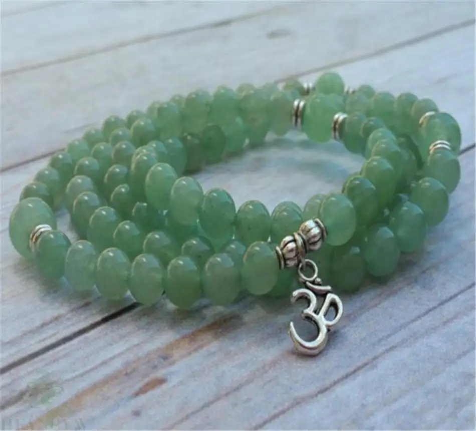 

6MM Green Jade Gemstone 108 Beads Mala Bracelet Unisex Pray Lucky Handmade Healing Wrist Energy Buddhism