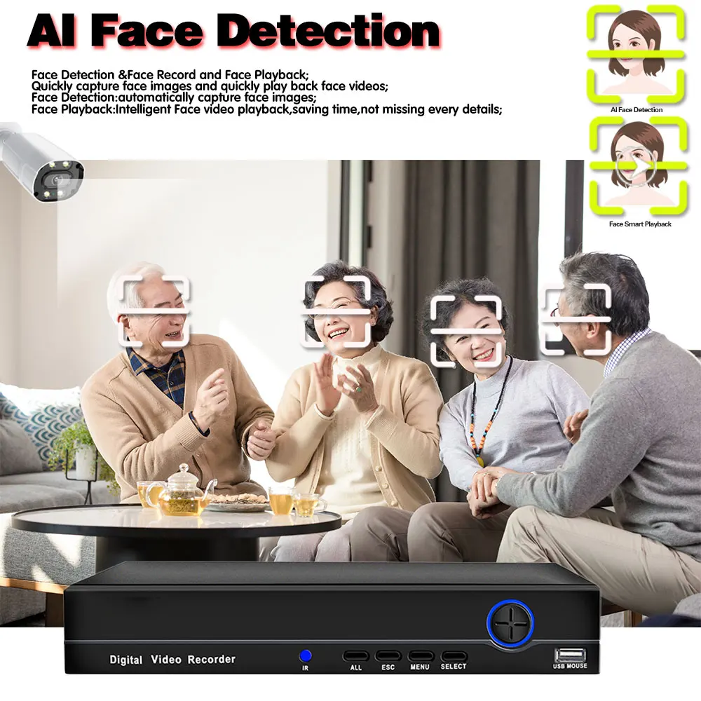 HD 5mp 4k 8ch NVR POE Security Camera Set Outdoor Color Night Vision Face Detection IP CCTV Video Surveillance Camera System Set