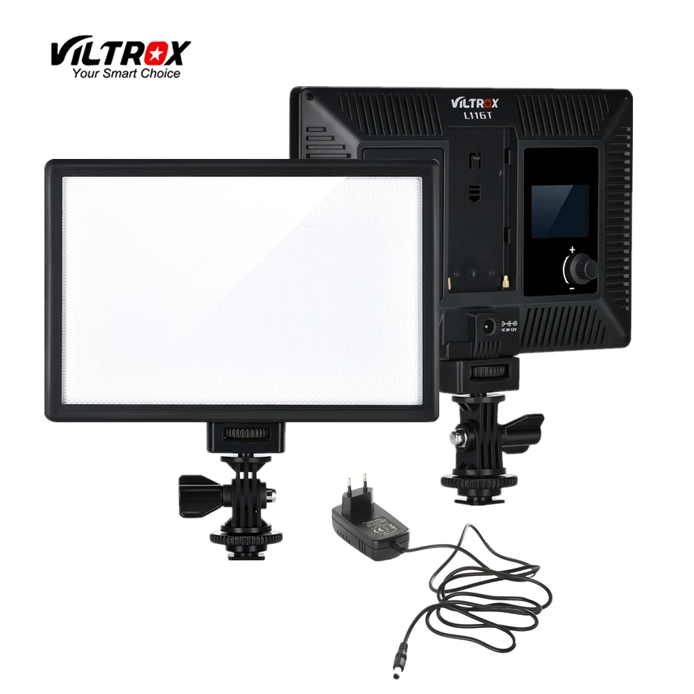  Viltrox L116T Camera LED video light LCD Display Bi-Color & Dimmable Slim DSLR + AC power Adapter f - 32839999560