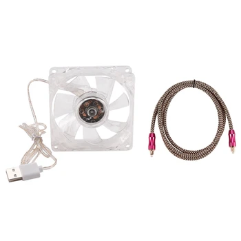 

4 Colors Lamps 8cm USB Colorful Light Transparent Cooling Fan & Digital Sound Toslink to Mini Toslink Cable
