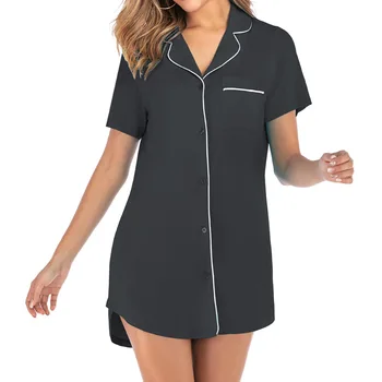 

Healthy Women Modal Sleepshirt Solid Nightdress Sexy Women Comfortable Nightwear Short Sleeve Nightgown Vestidos Girl Lingerie