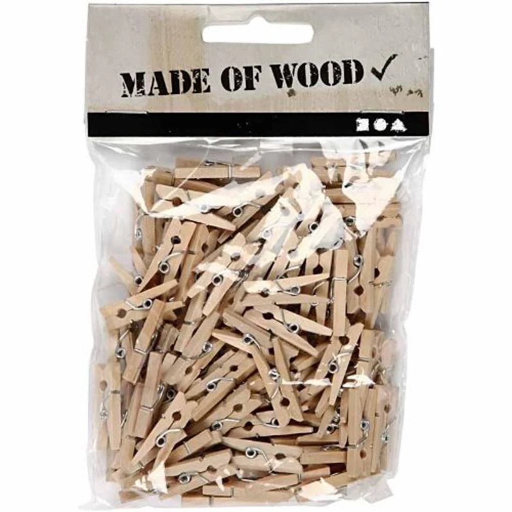 100 PCS 25mm Quality Mini Spring Wood Clips Clothes Photo Paper Peg Pin Clothespin Craft Clips Party Home Decoration