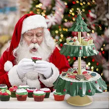 Decoración de mesa navideña, soporte de resina para aperitivos, bandeja para servir comida, soporte para cupcakes, cuenco, adornos, Kit de Año Nuevo