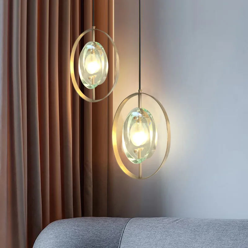 

Northern European-Style Light Luxury Bar Crystal Pendant Lamp Designer Simple Restaurant Model Room Bedroom Bedside Light