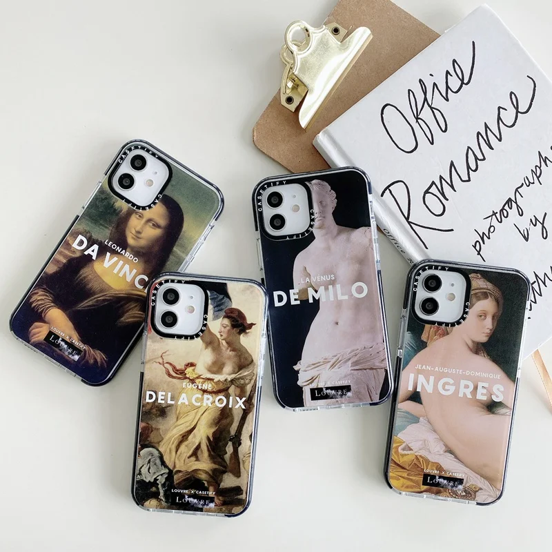 Силиконовый чехол для iphone 12 Mini 11 Pro Max XS XR SE 2020 7 8 Plus X с рисунком маслом статуя Моны