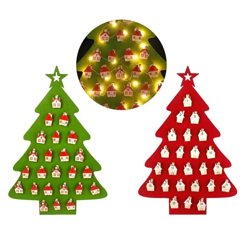 

1Pc Exquisite Christmas Tree Advent Calendar Lamp-Display Felt Calendar Kit Christmas Tree for Kids Gifts