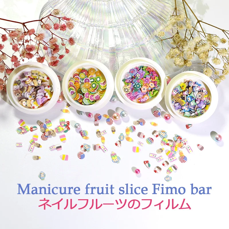 

1 Box 3D Nail Soft Clay Patch DIY Nail Design Decoration Patch 5 Color Fruit Animal Cartoon Mixed Jewelry Accessories