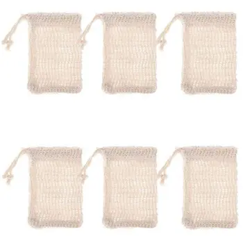 

6 Pcs Natural Exfoliating Soap Bags Handmade Sisal Soap Bags Natural Sisal Soap Saver Pouch Holder Bath Soap Holder Bags