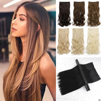 

Azqueen 5 Clips In Hair Extensions Long Straight Natural Golden black brown Ins Synthetic Clip In Hair Extensions For Women Hair