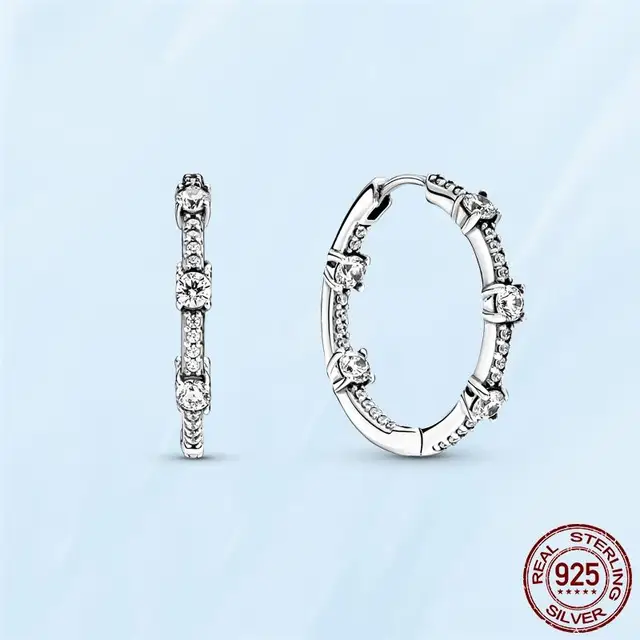 Silver Earrings Real 925 Sterling Silver Asymmetrical Heart Hoop Earrings for Women Fashion Silver Earring Jewelry Gift PAE073