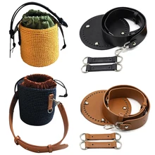 

Leather Handbag Bucket Bag Set DIY Handmade Weave Handbag Accessories Part Bag Bottom Shoulder Strap Women Bag Backpack