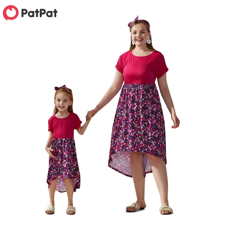Платье с контрастным цветочным принтом PatPat Mommy and Me разноцветное платье повязкой
