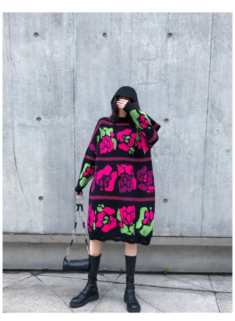 XITAO, винтажное трикотажное платье, для женщин, плюс размер, модное, корейский стиль, женские платья, уличная одежда, осень-зима, женская одежда, XJ2475