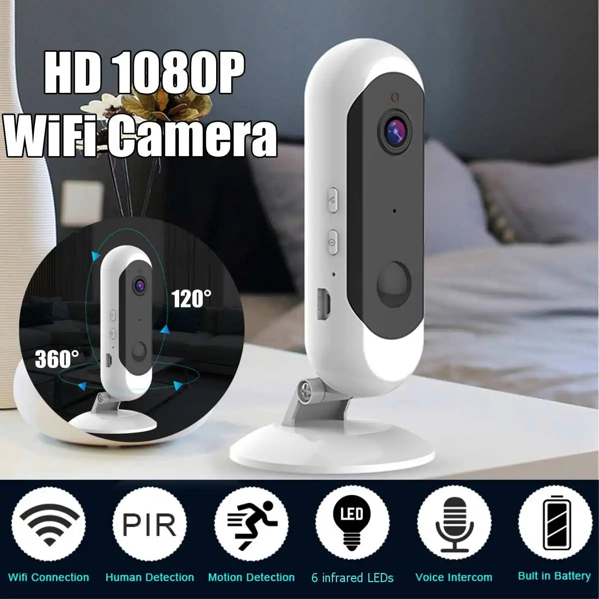 1080P аккумулятор HD низкая мощность ip-камера реальная беспроводная WiFi домашняя камера безопасности Видеонаблюдение ИК ночного видения