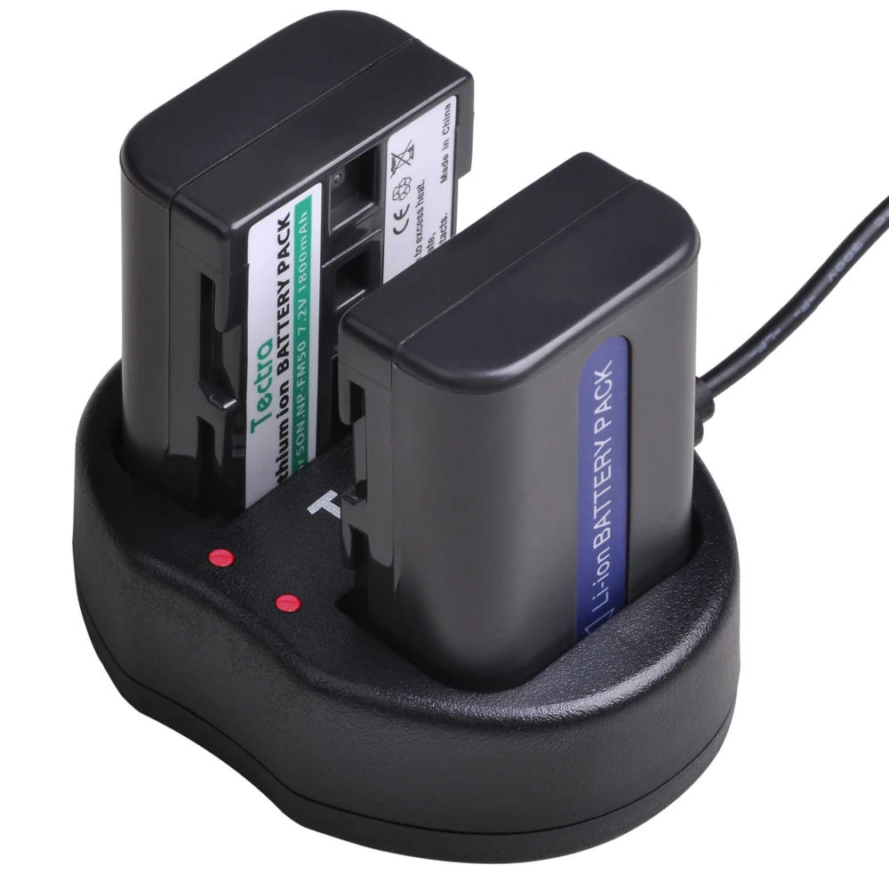 2 шт. 1800 мАч NP FM50 NP-FM50 FM50h литий-ионный аккумулятор + USB двойное зарядное устройство