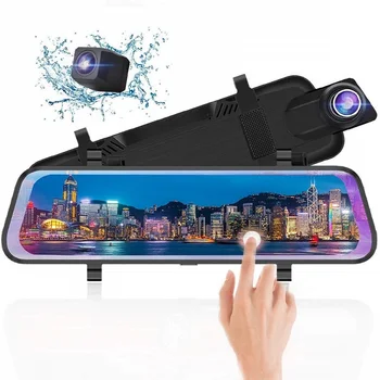 

New 10" Touch Screen 2K Full HD Car DVR Dash Camera Dual Lens Video Stream Media Recorder Rearview Mirror 1080P Back Camera