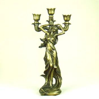 

Classical Lady Sculpture Candelabra Decorative Polyresin Vintage Candle Holder Dining Table Art and Craft Ornament Accessories