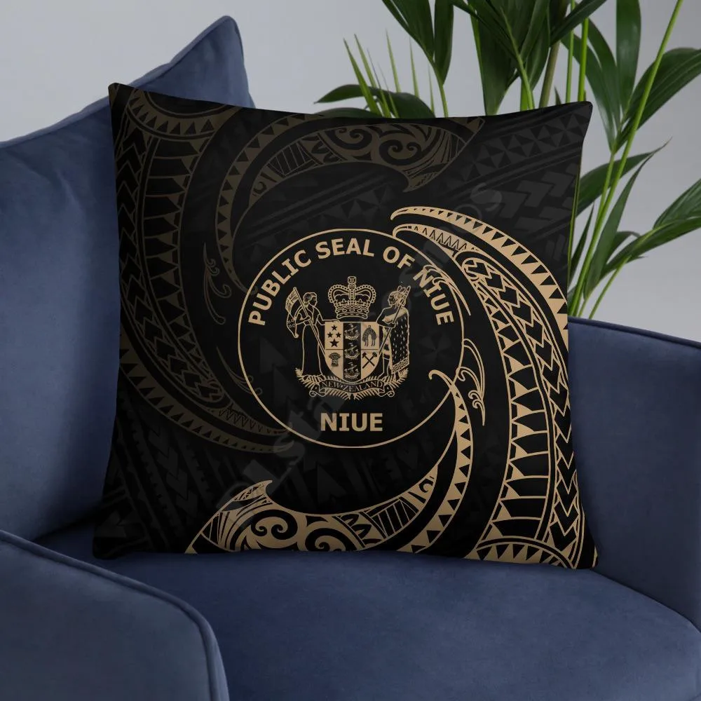 Niue Polynesian Basic Pillow Gold Tribal Wave Pillowcases Throw Cover Home Decoration | Дом и сад