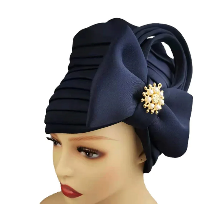 africa dress Bow-tie Turban Caps for Women Fashion African  Headtie Nigerian Wedding Gele Muslim Headscarf Bonnet Female Head Wraps african dress style