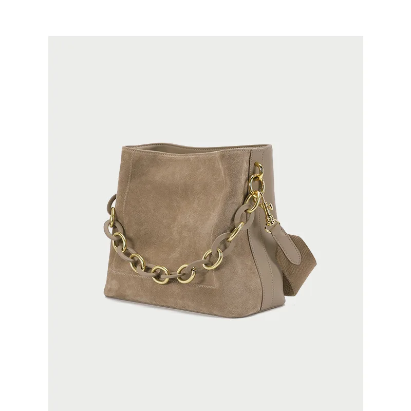 

Retro Matte Leather Bucket Bag Women's Autumn and Winter New Large-capacity Shoulder Bag Slant Chain Handbag