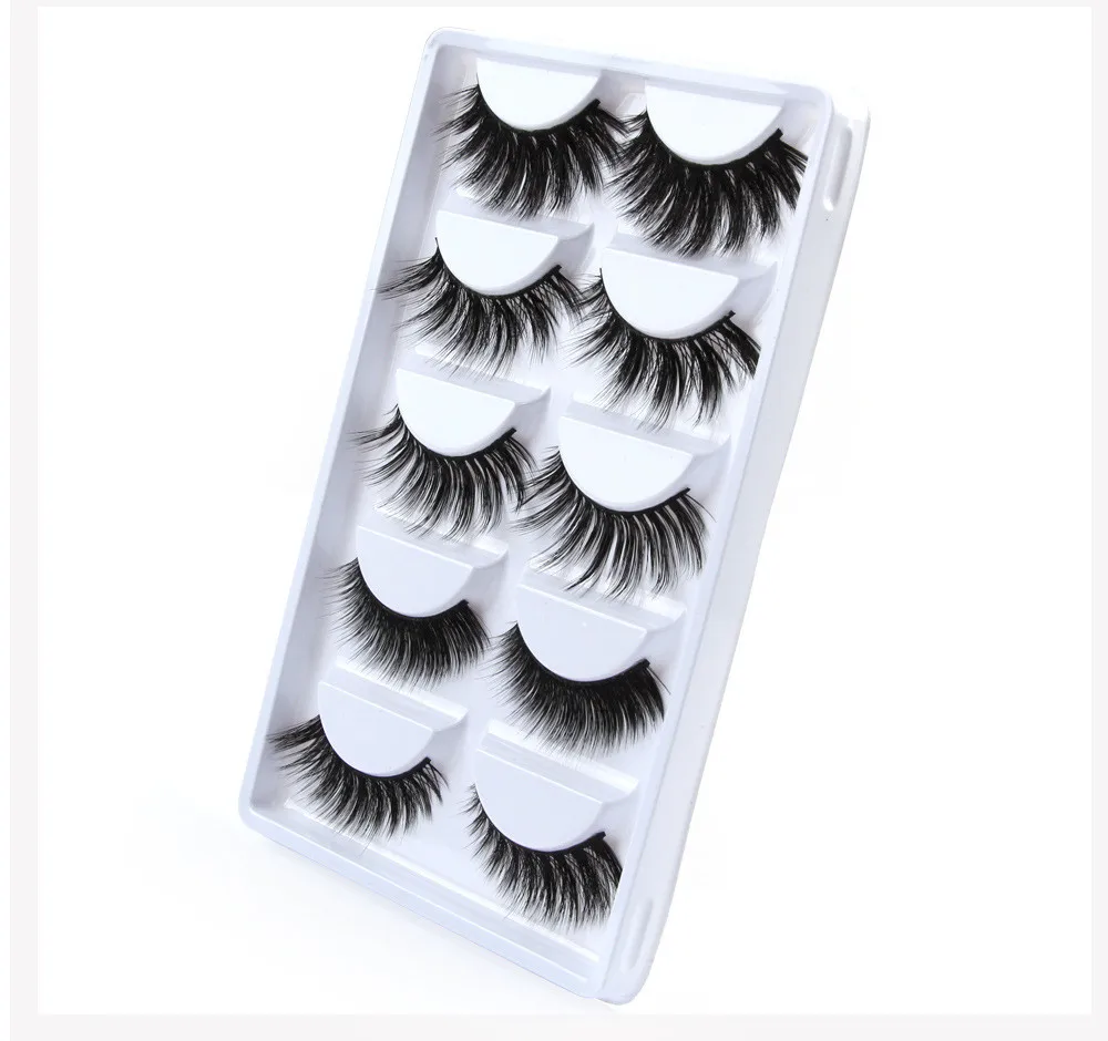 5 Pairs Handmade Real Mink 3D Full volume False Eyelashes Thick Long Lashes Set eyelash extension private label cosmetics (2)