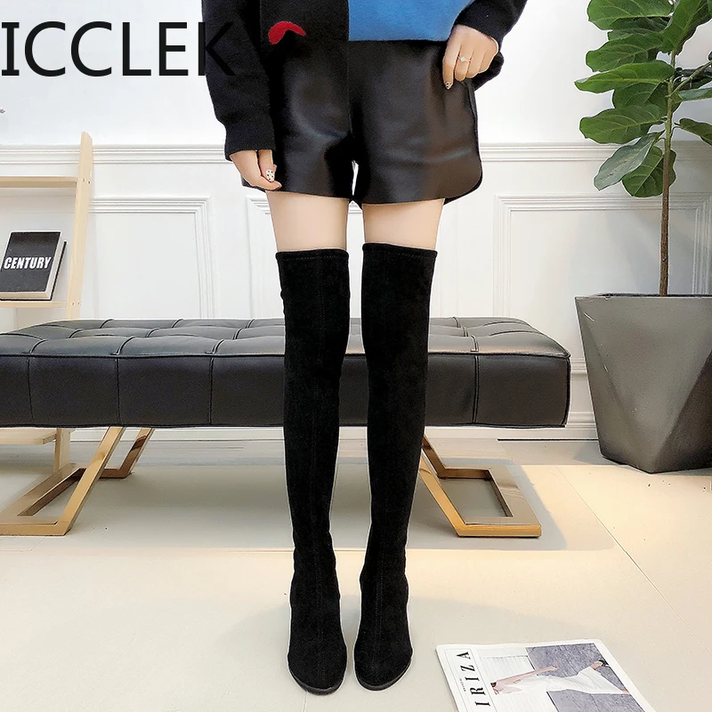 Size 35-43 Winter Over The Knee Boots Women Stretch Fabric Women Thigh High Sexy Woman Shoes Long Bota Feminina A039 women high heel boots