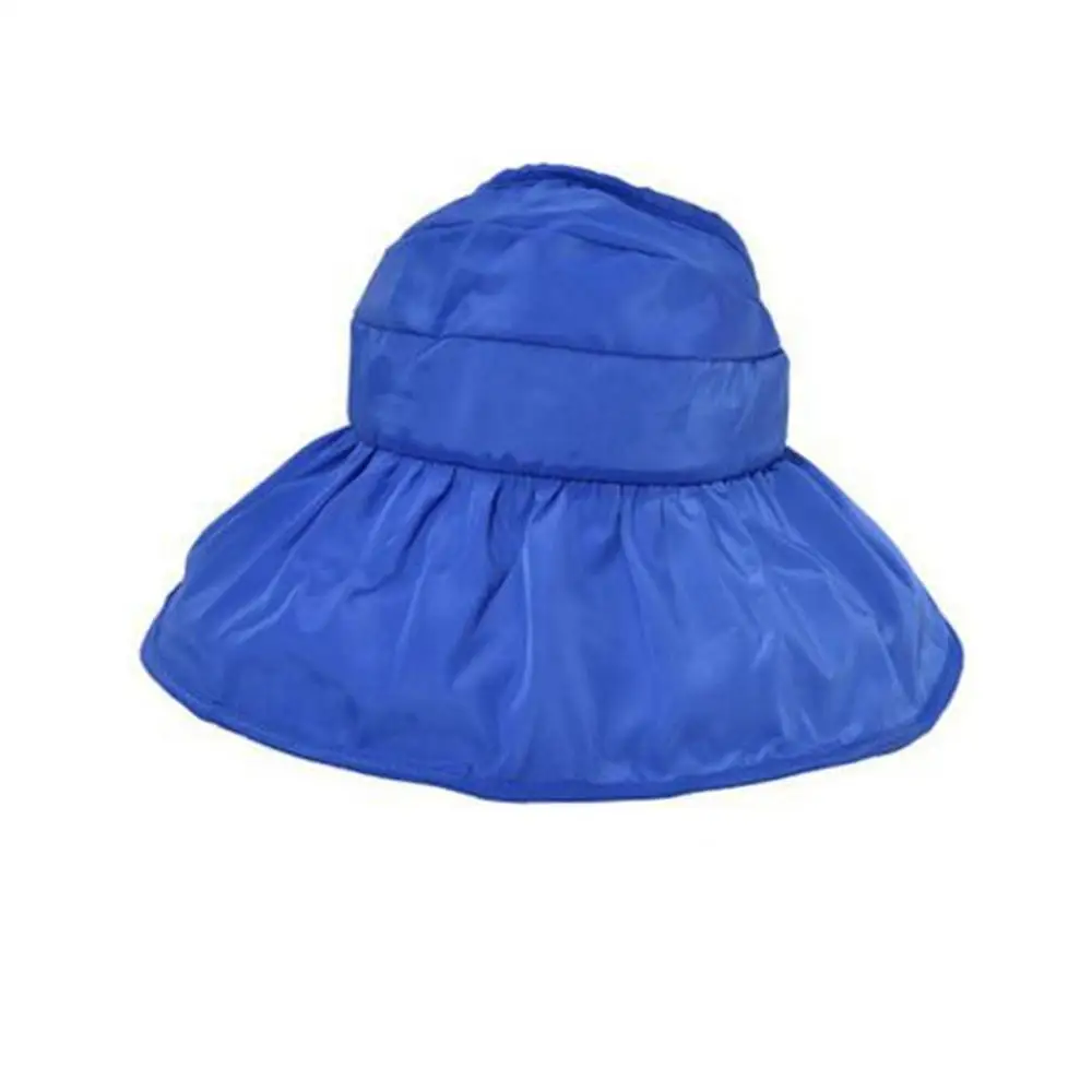 royal blue Трендовая корейская мода женская летняя Солнцезащитная шляпа классический дизайн анти-УФ Складная Дамская одноцветная женская пляжная шляпа - Цвет: royal blue