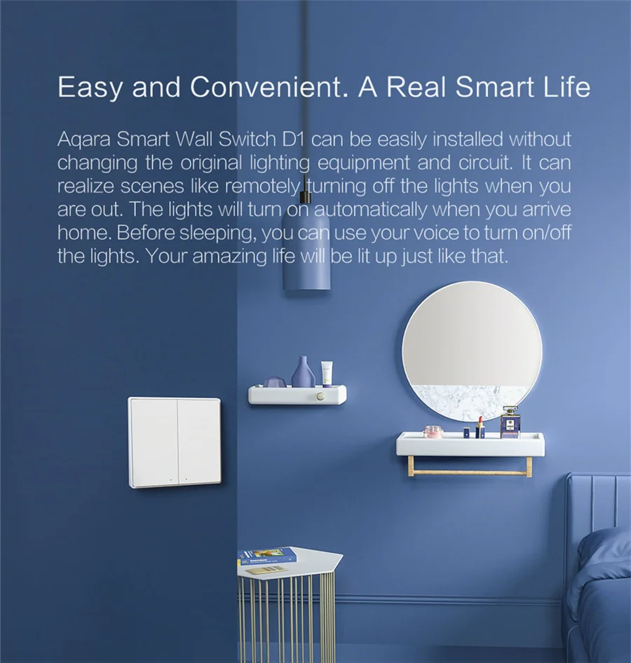 Smart Switch D1 Zigbee Wireless Light Switch 3 Button Key with Neutral Voice Con