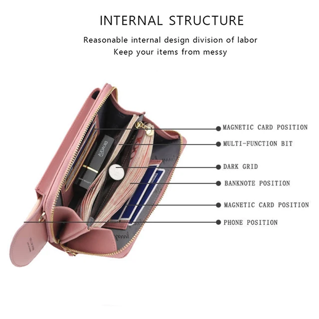 Baellerry Women Wallet Brand Mobile Phone Bags Big Card Holders Wallet Handbag Purse Clutch Wallets Messenger Shoulder Bag Lady 6