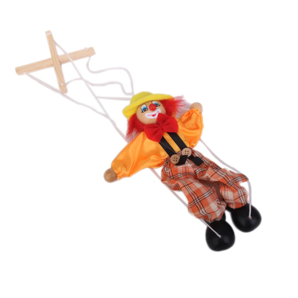 Random 1pc Wooden Clown Marionette Puppet Toy For Kids Funny Gifts