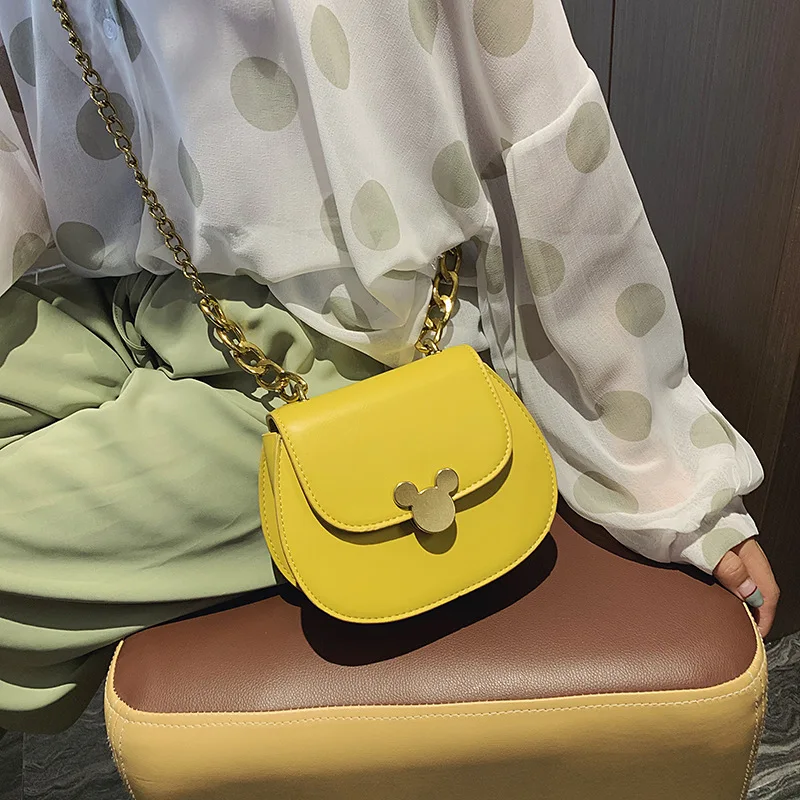 

2019 the new simple round bag Mitch head lock 100 lap single shoulder slanted women's bag