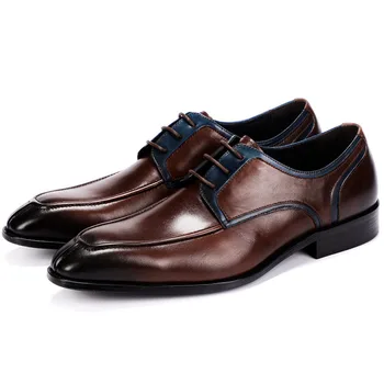 

Luxury Formal Mens Casual Dress Shoes Genuine Leather Black Wine Red Pointed Toe High Quality Designer Oxford Shoe