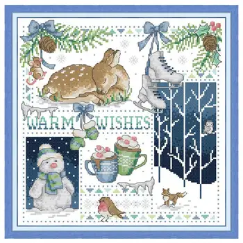

Christmas reindeer counted printed on the canvas 11CT 14CT DIY kit Cross Stitch embroidery needlework Sets home decor