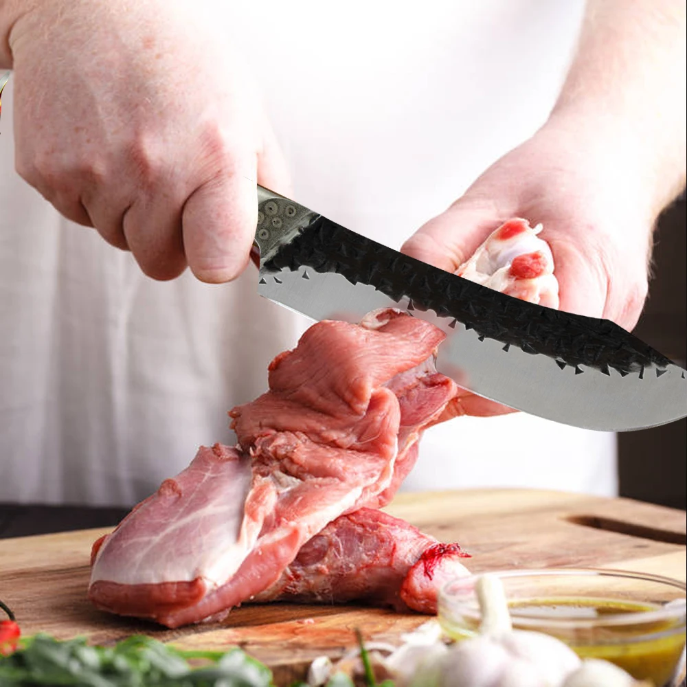 CBXG10421钼钒钢圆形黑檀木柄6.5寸发黑锤纹钢头小切肉刀5cr15英_12