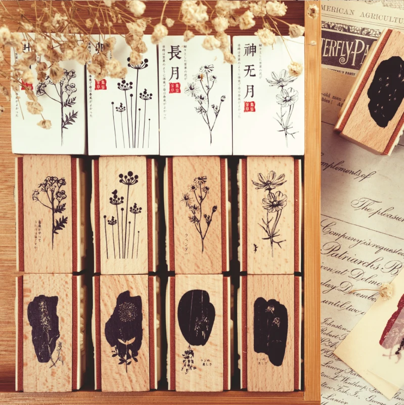 Fragrant Grass Collection wood stamp Plants wooden rubber stamps for scrapbooking Handmade card diy stamp Photo Album Craft gift