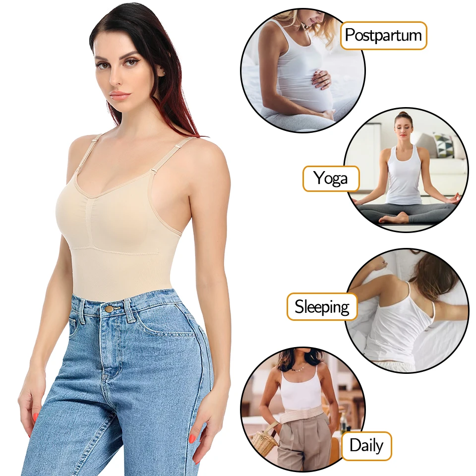 Women Shapewear Tops Tummy Control Camisoles Built In Bra Tank Top Slimming Underwear Waist Trainer Vest Body Shaper Shirts