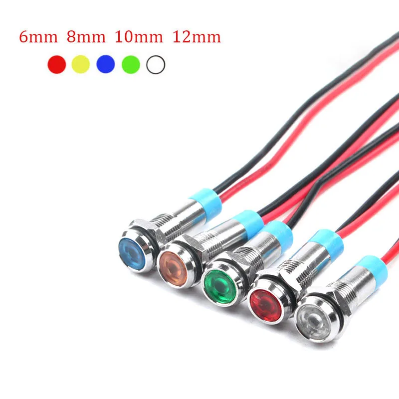 6mm 8mm 10mm 12mm 14mm metal led warning indicator dip67 waterproof