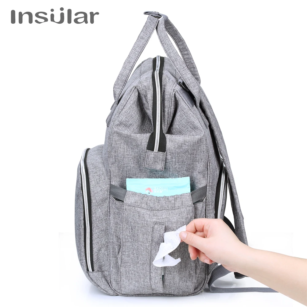 Insular, брендовый рюкзак для подгузников, сумка для мам, большая вместительность, сумка для коляски, для мам и детей, многофункциональная, водонепроницаемая, уличная, для путешествий, сумки для подгузников