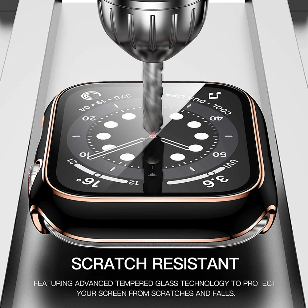 360 Full Screen Protector Bumper Frame Matte Hard Case For Apple Watch 38/40/42/44mm Cover Tempered Glass Film IWatch 6/SE/5/4/3