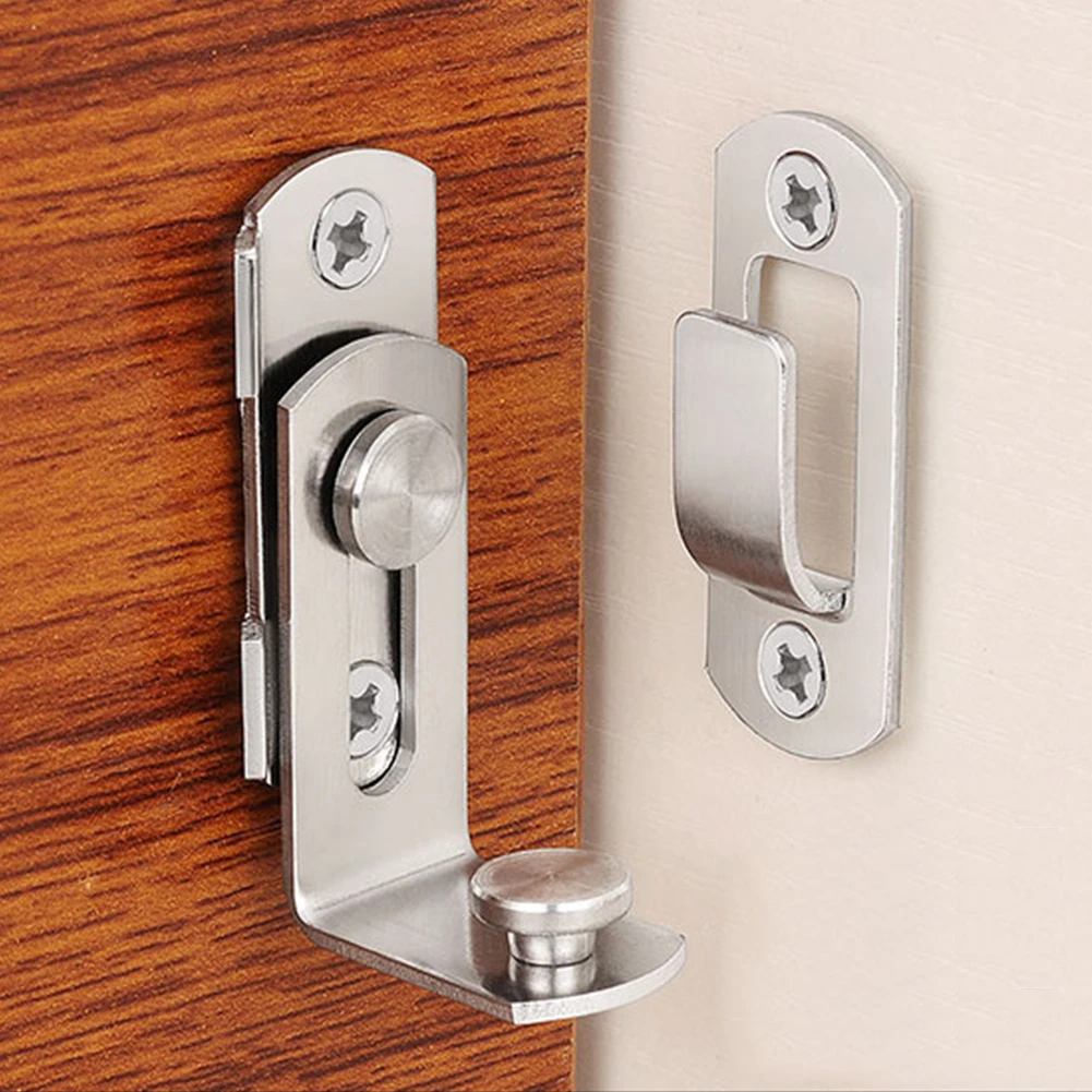 

Button 90 Degree Chain Clasp Stainless Steel Security Tools Sliding Latch Door Lock Home Push Pull Cabinet Hotel Shift