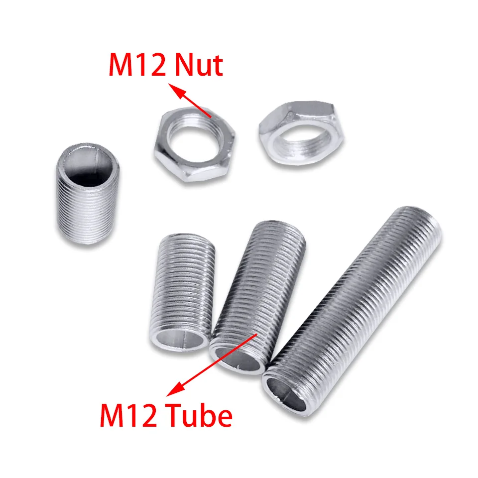 5pcs M12*1 Hollow Screw Full Tube Screw Nut Galvanized Table Lamp Chandelier Floor Light Bedside Lamp DIY Lighting Fixture table lamp led lamp accessories ceiling pendant light