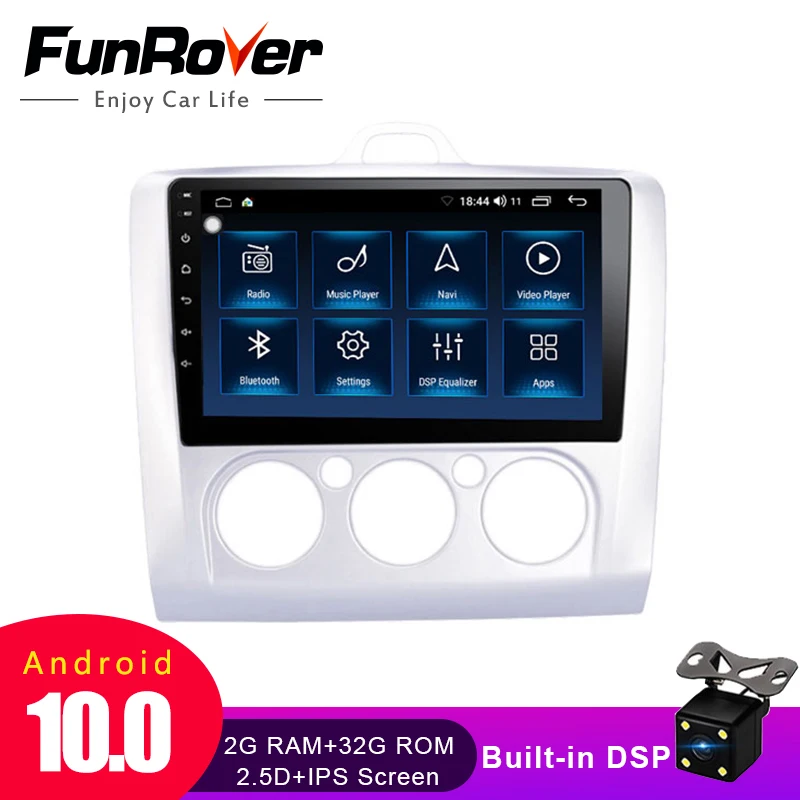 FUNROVER Android 10 0 автомобильный стерео для Ford Focus 2 Mk 2004 2006 2008 2010 2011 Автомобильный Радио
