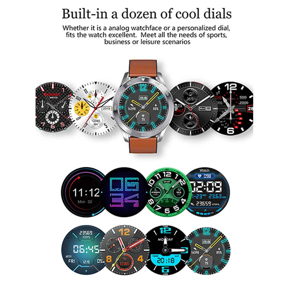 

Smart Watch Information Sports Bluetooth Step Count Multifunction Heart Rate Monitor Waterproof Artificial Leather LCD Display