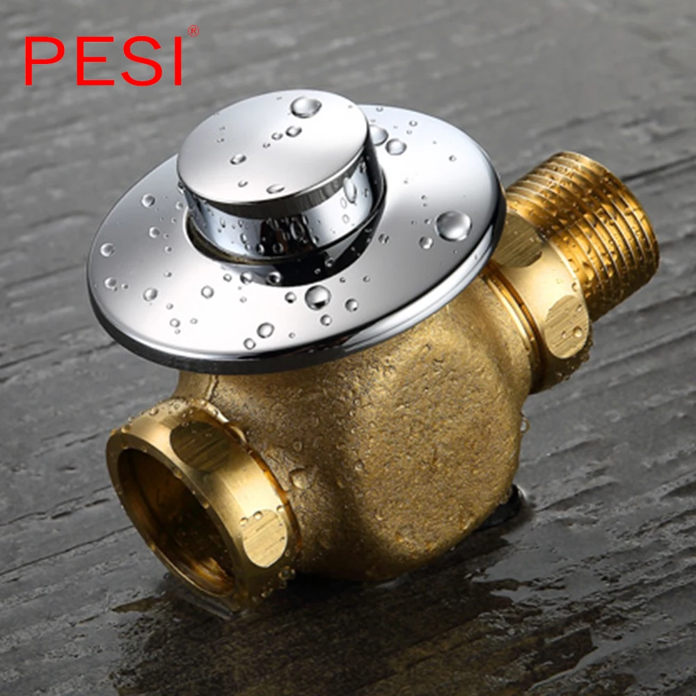 All Brass Exposed Self-closing Urinal Flush Valve Button Type Manual Time-extended Shut-off Valve Chrome toilet tank accessories,toilet push button