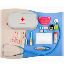 Детский набор доктора, ролевые игры, Набор доктора, деревянная аптечка 15 шт., оборудование для детского подарка