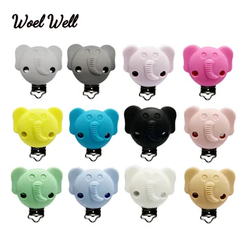 

10pcs Cute Elephant Pacifier Clips Cartoon Silicone Soother Infant Nipples Holder Multi Color Clamp Dummy toys children's goods