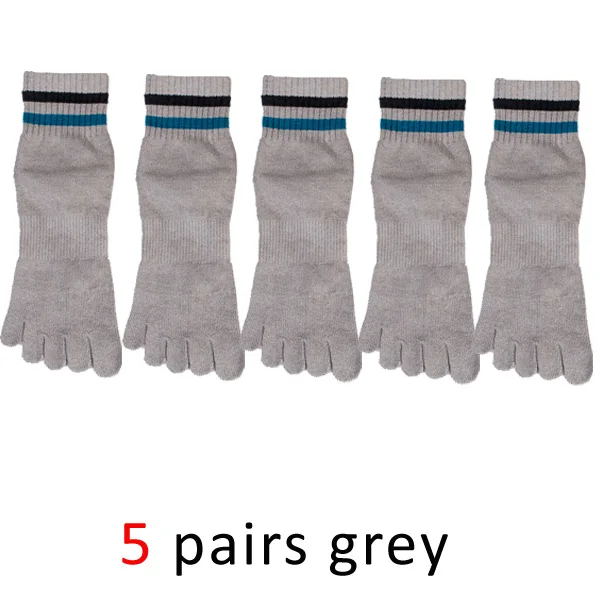VERIDICAL/5 пар/лот, хлопковые мужские носки с пятью пальцами, зимние толстые теплые носки, носки с пальцами для мальчиков, одноцветные носки с пятью пальцами, meias - Цвет: Серый