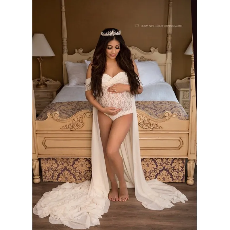 

2020 Maternity Photo Shoot Bodysuits with Dresses Slip Strap Bodysuit Dress Maternity Bodysuit with Dress For Photography Props