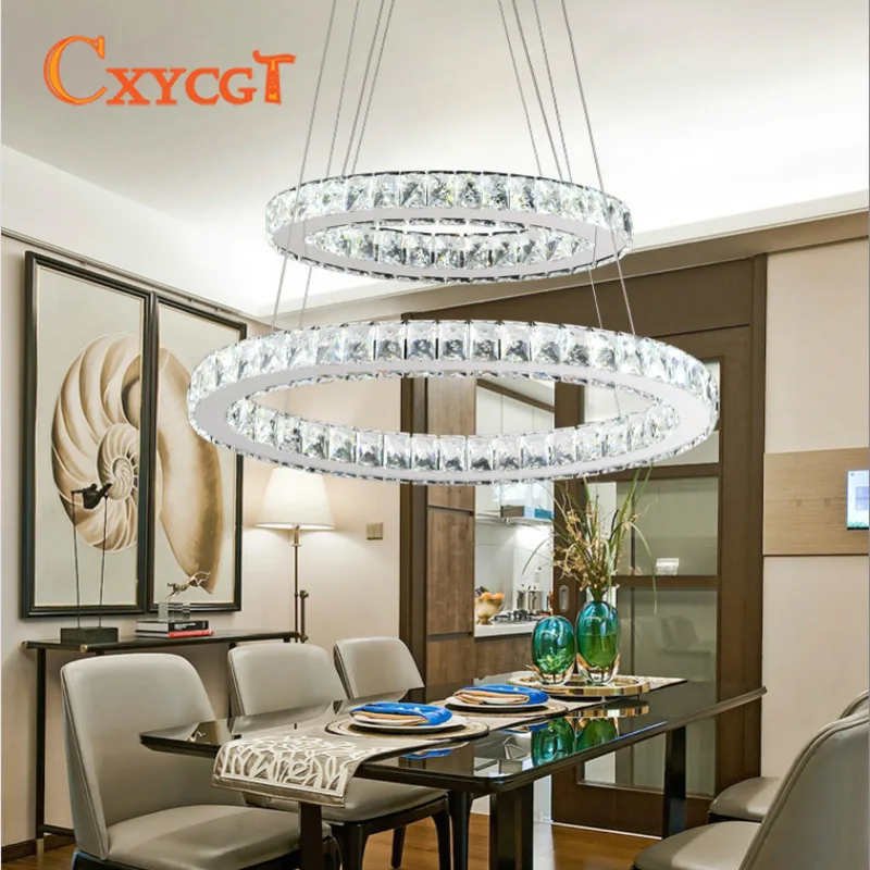 

Modern 2 Ring LED Round Gold Crystal Creative Chandelier for Light Luxury Living Room Bedroom Lighting Lamp